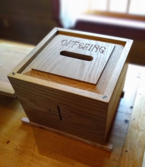 Woodwork/The Sweetgrass Joinery Co. - box in white oak with walnut-splined miters and handcarved lettering