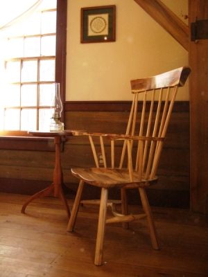 Woodwork/The Sweetgrass Joinery Co. - Welsh stick chair with arms in ash, maple, and apple.
