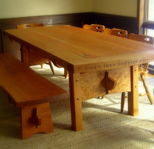 Woodwork/The Sweetgrass Joinery Co. -Cherry dining table and bench